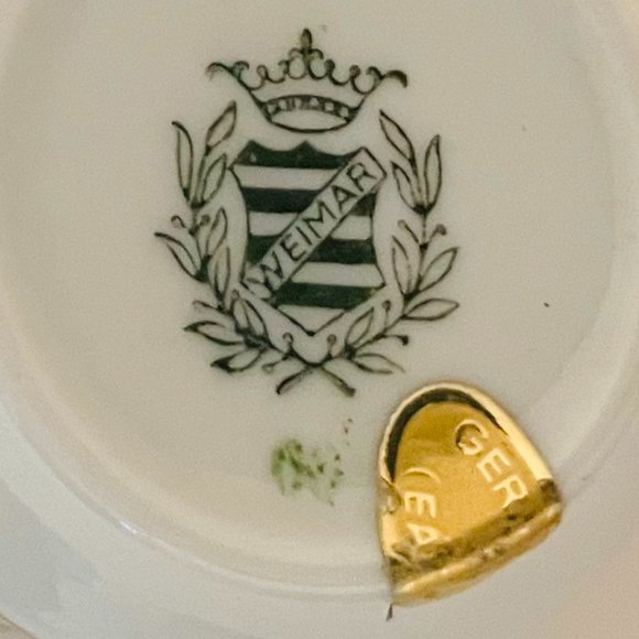 Echt Weimar Kobalt Gold Porzellan Teacup Saucer Made In German Democratic Republ - Picture 9 of 9